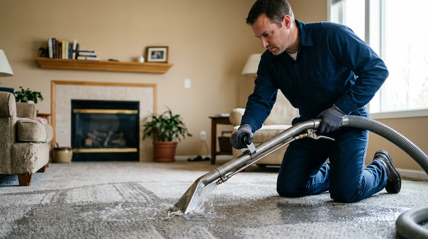 Water damage restoration technician working near Stonewall, MS